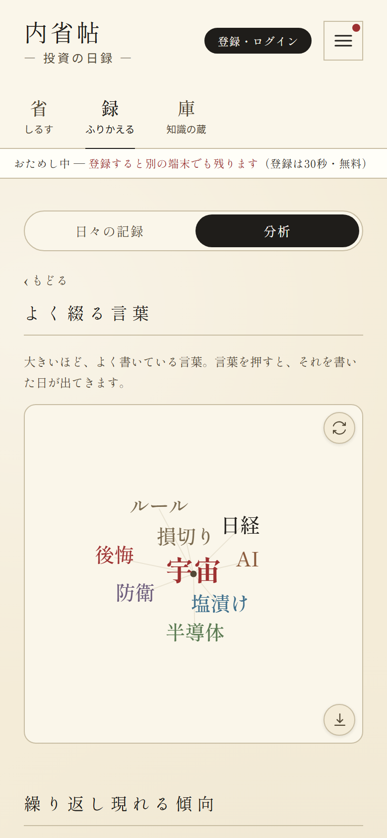 言葉の地図の画面
